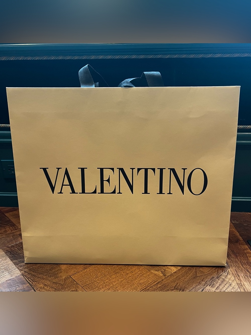 Valentino Shopping Bag — Cream with Black Logo